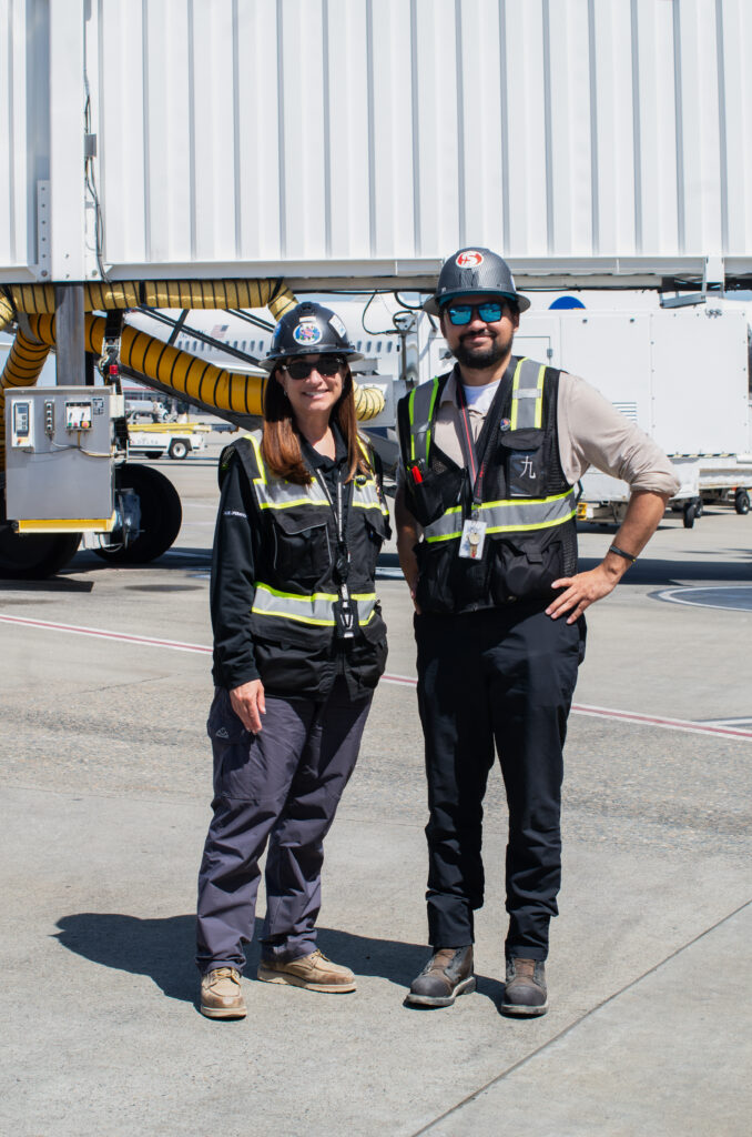 Airport Operations Coordinators Amy Lopez and Adam Valdivia